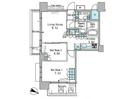 パークアクシス東十条(2LDK/13階)の間取り写真