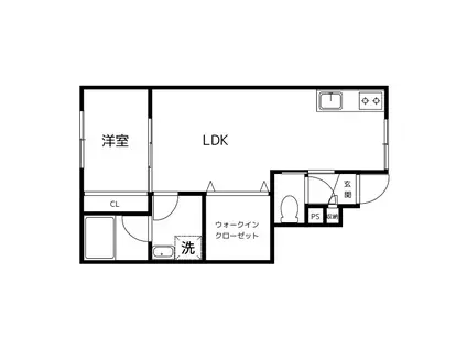 LUX 五福(1LDK/1階)の間取り写真