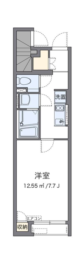 クレイノグレイス長府(1K/1階)の間取り写真