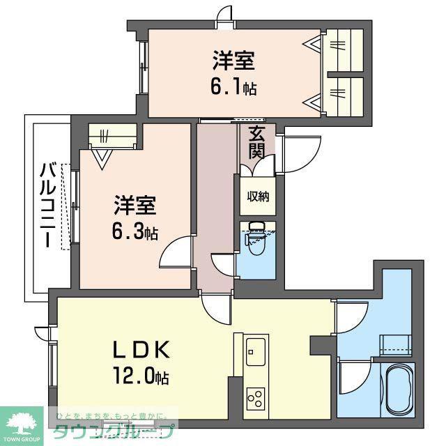 オロール(2LDK/2階)の間取り写真