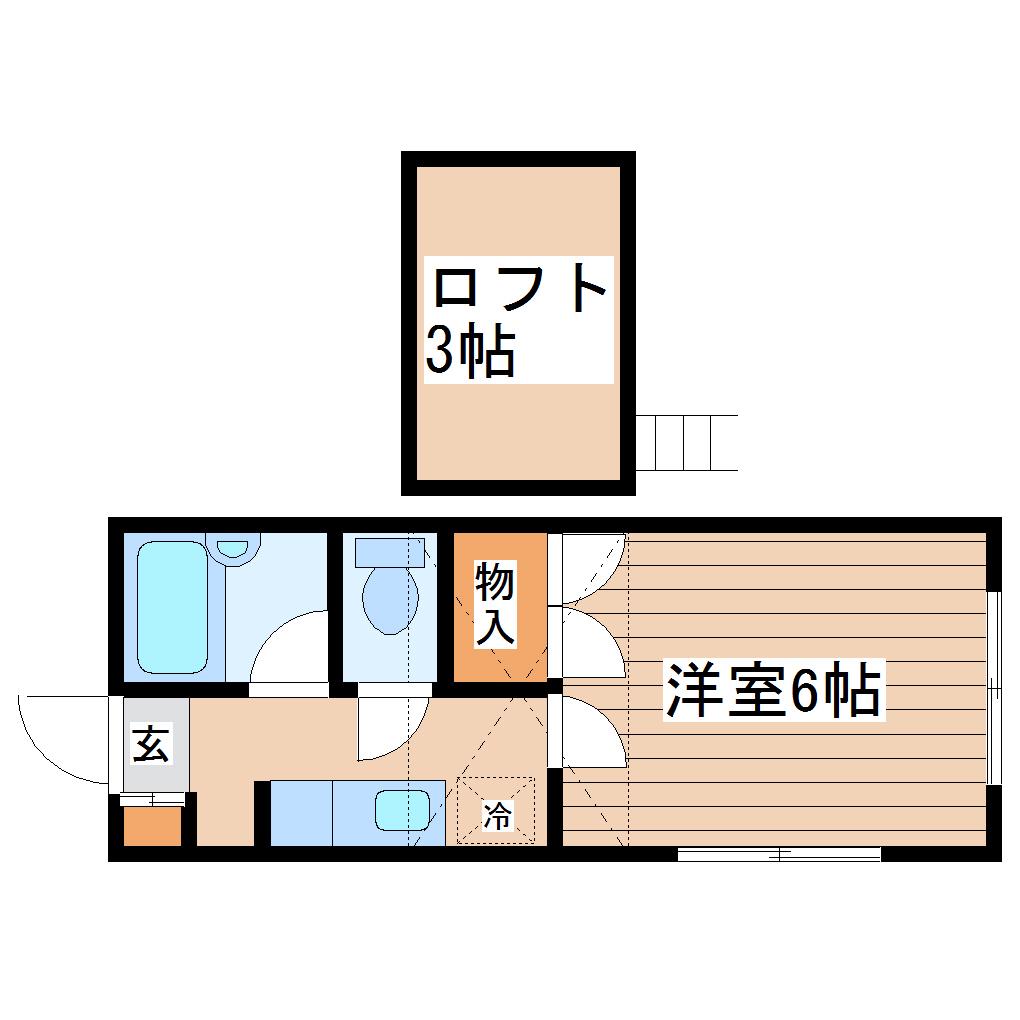 サンパレス東仙台(1K/2階)の間取り写真