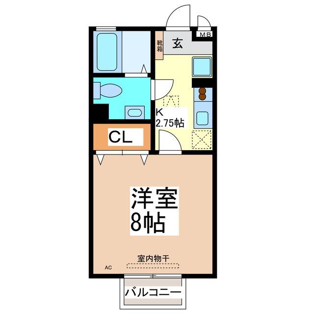 セジュールなつめ(1K/1階)の間取り写真