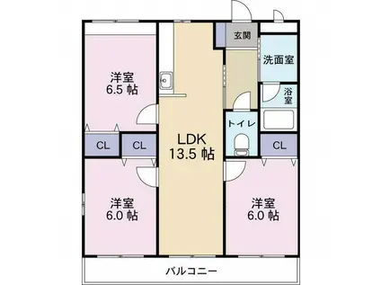 メゾンロワイヤル(3LDK/1階)の間取り写真
