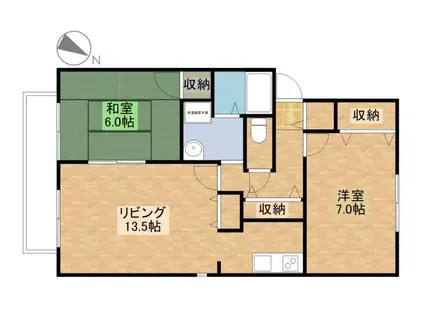 ハイカム-ル間瀬貝B(2LDK/2階)の間取り写真