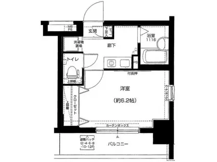 メインステージ門前仲町(1K/4階)の間取り写真