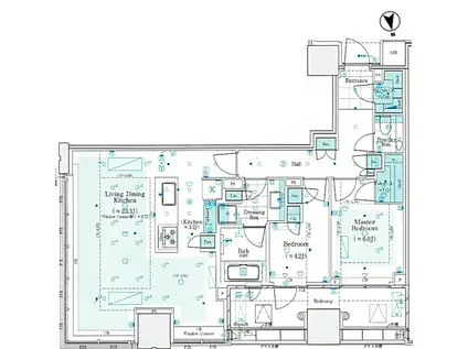 パークコート ザ・三番町ハウス(2LDK/14階)の間取り写真