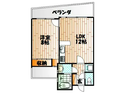 パレス南小倉(1LDK/2階)の間取り写真