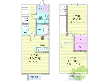 プレステージ2(2LDK/1階)の間取り写真