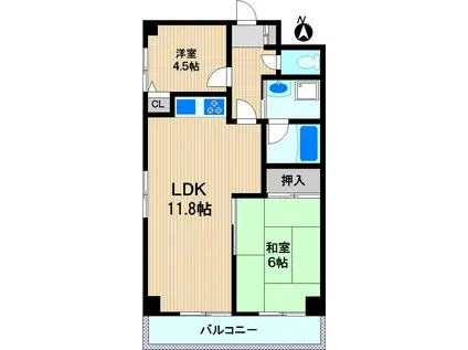 モリス川崎(2LDK/11階)の間取り写真