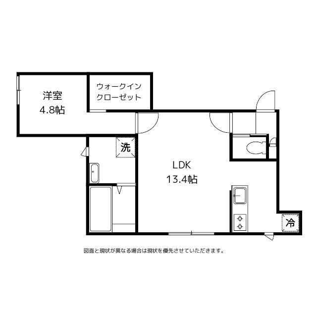 グランスイート森 A棟(1LDK/2階)の間取り写真