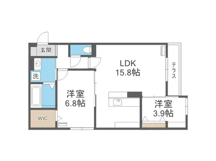 ルシェーナ西田辺(2LDK/1階)の間取り写真