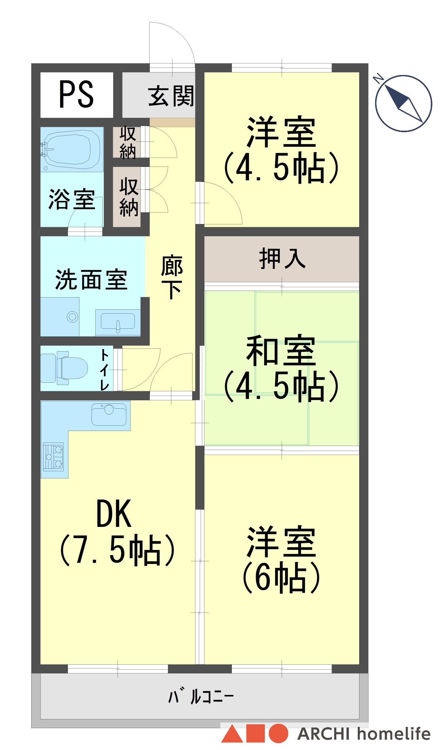 プチシャトウ(3DK/1階)の間取り写真