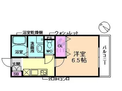 シャガール曽根(1K/2階)の間取り写真