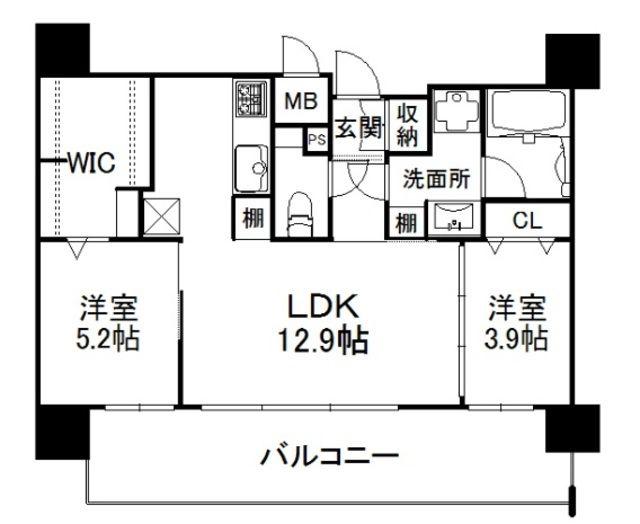 エンクレスト天神AVANT (2LDK/11階)の間取り写真