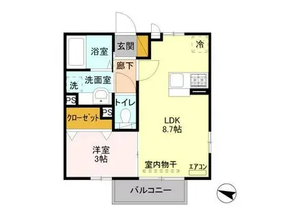 ハイブリッジIII(1LDK/2階)の間取り写真