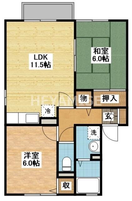 ウエストIII(2LDK/2階)の間取り写真