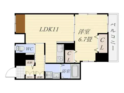 セントラルヒルズ(1LDK/8階)の間取り写真