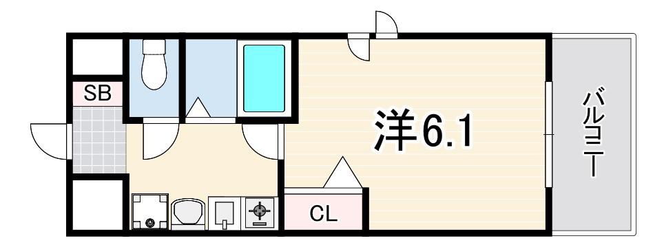 エステムコート神戸西Ⅱ(1K/4階)の間取り写真