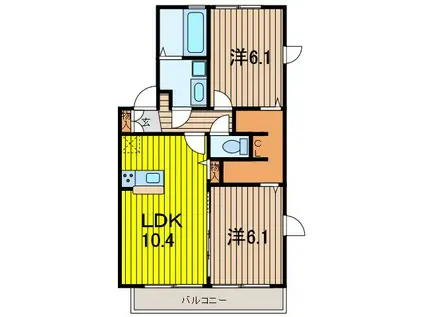 パークハウスVI(2LDK/1階)の間取り写真