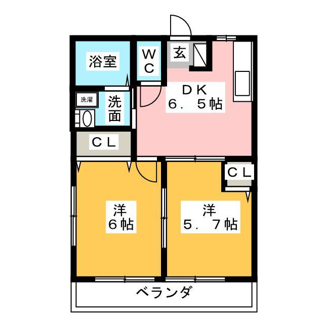 サンコートヴィラC(2DK/1階)の間取り写真