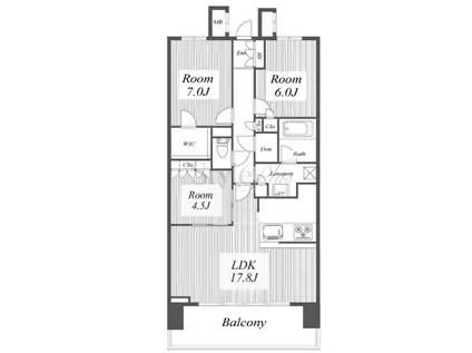 プラウド山手通(3LDK/7階)の間取り写真
