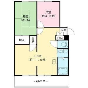 アーバンライフ石橋(2LDK/2階)の間取り写真