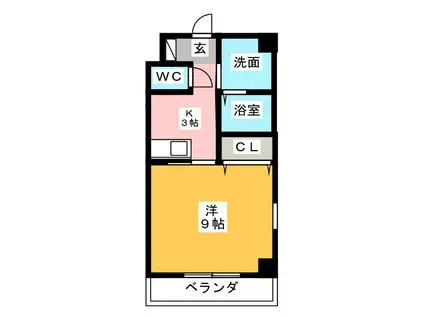 シャトーボナールII(1K/2階)の間取り写真