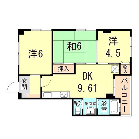 エクセル板宿(3DK/2階)の間取り写真