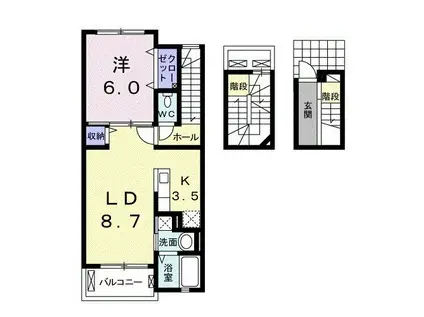 クレインW(1LDK/3階)の間取り写真
