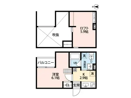 セレブラシオン(1K/2階)の間取り写真