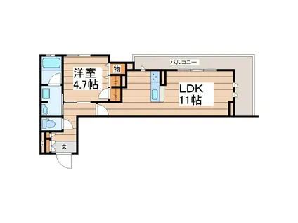 ベレオ北仙台駅(1LDK/2階)の間取り写真