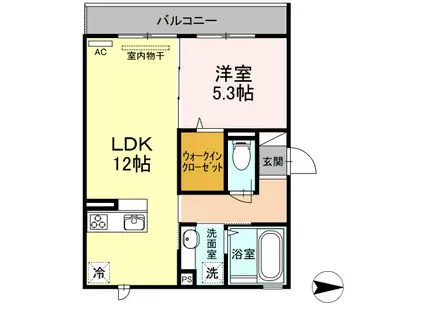 シリウス B棟(1LDK/1階)の間取り写真