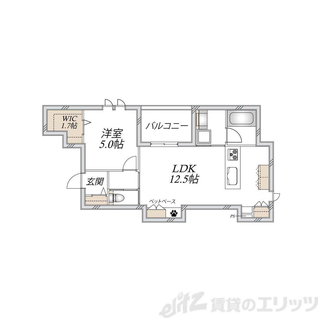 大阪市東淀川区上新庄2丁目へーベルメゾン(1LDK/3階)の間取り写真
