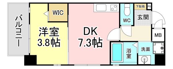 アルゴ南小倉(1DK/6階)の間取り写真