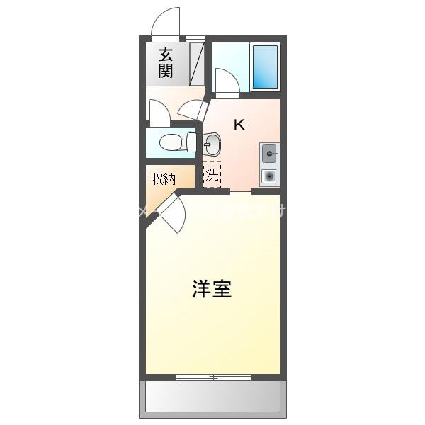 ユトリロつつじが丘2(1K/4階)の間取り写真