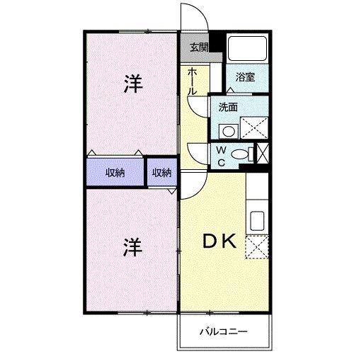 ファミールメゾン吉村A(2DK/2階)の間取り写真