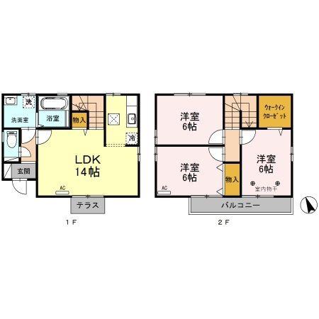 サングレイス C(3LDK/1階)の間取り写真