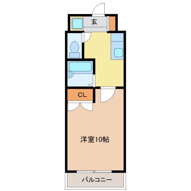 KII-OKASAN B(1K/4階)の間取り写真