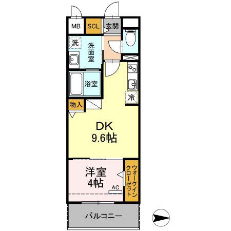 ロイヤルスクエア徳川(1LDK/8階)の間取り写真