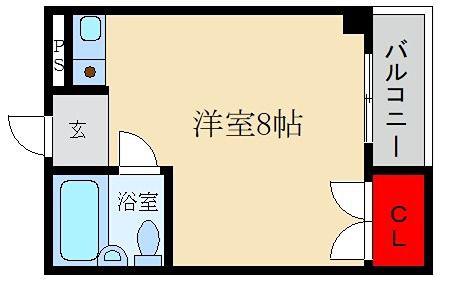 マンション渚(ワンルーム/3階)の間取り写真