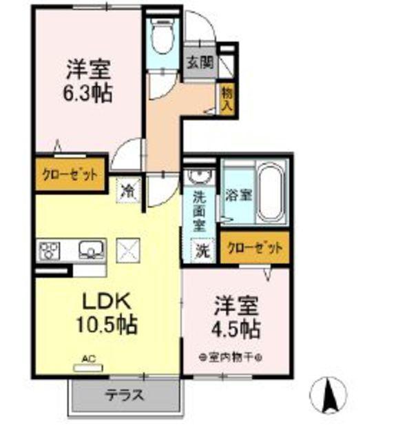 ルミエール(2LDK/1階)の間取り写真
