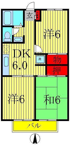 パールハイツ海老原38(3K/2階)の間取り写真