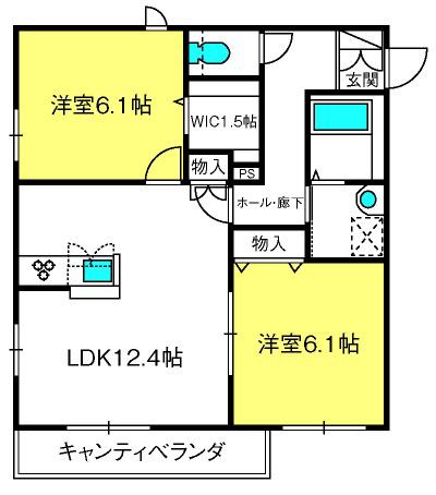トラッドプレイス東浦和(2LDK/3階)の間取り写真
