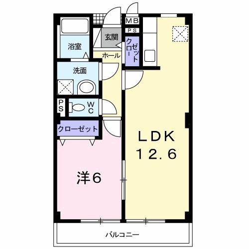 ノイ・ブリーゼ(1LDK/2階)の間取り写真