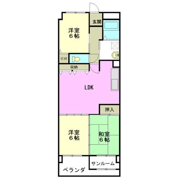 エスポワール城北(3LDK/2階)の間取り写真