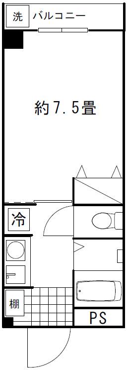 PARFAIT俊徳道(1K/2階)の間取り写真