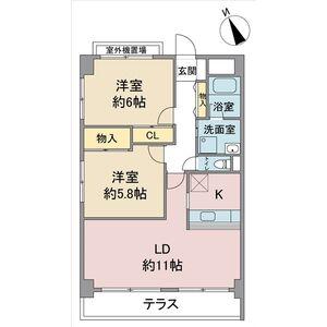 ラトゥール一社(2LDK/3階)の間取り写真
