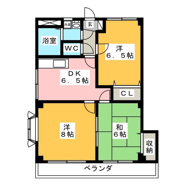 キャッスルハイアット(3DK/3階)の間取り写真