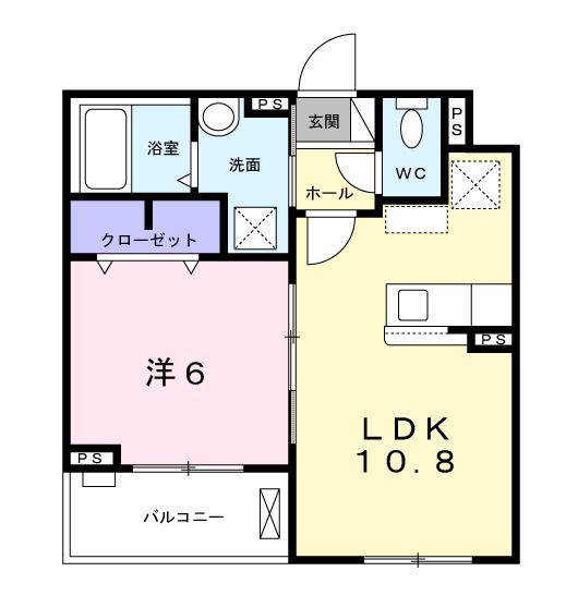 グリーンヒルズ(1LDK/3階)の間取り写真