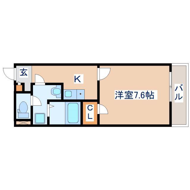 レガーメ空港南(1K/1階)の間取り写真